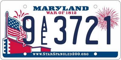 MD license plate 9AE3721