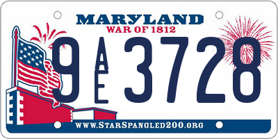 MD license plate 9AE3728