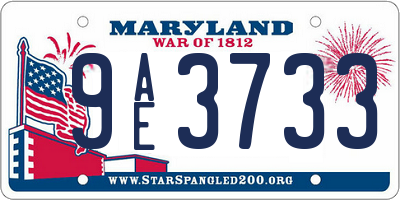 MD license plate 9AE3733