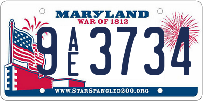 MD license plate 9AE3734