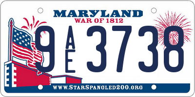 MD license plate 9AE3738
