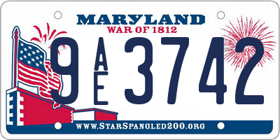MD license plate 9AE3742