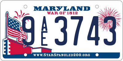 MD license plate 9AE3743