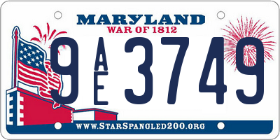MD license plate 9AE3749