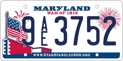 MD license plate 9AE3752