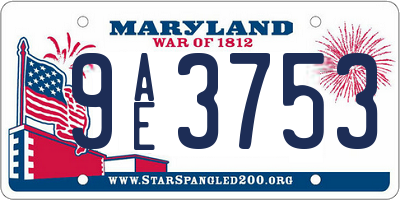 MD license plate 9AE3753