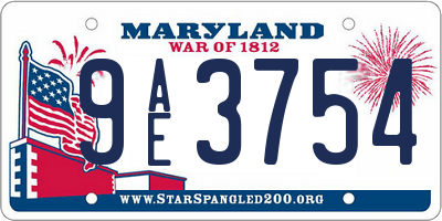 MD license plate 9AE3754