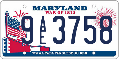 MD license plate 9AE3758