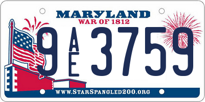 MD license plate 9AE3759