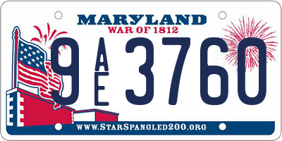 MD license plate 9AE3760