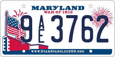 MD license plate 9AE3762