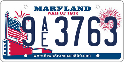 MD license plate 9AE3763