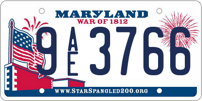 MD license plate 9AE3766