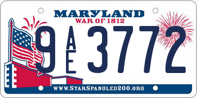 MD license plate 9AE3772