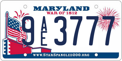 MD license plate 9AE3777