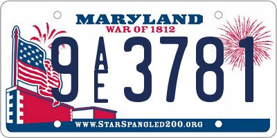MD license plate 9AE3781