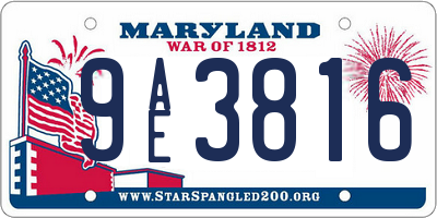 MD license plate 9AE3816