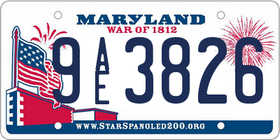 MD license plate 9AE3826