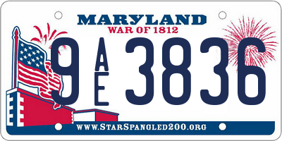 MD license plate 9AE3836