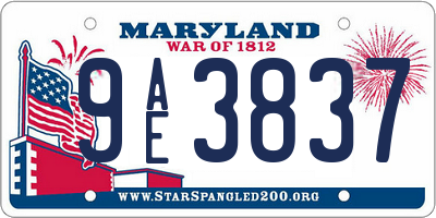 MD license plate 9AE3837