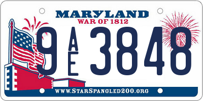 MD license plate 9AE3848