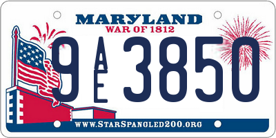 MD license plate 9AE3850