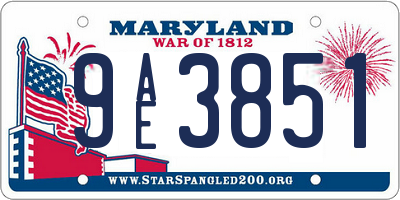 MD license plate 9AE3851