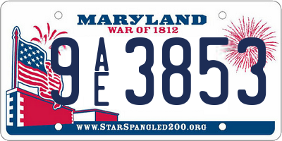 MD license plate 9AE3853