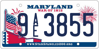 MD license plate 9AE3855