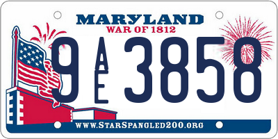 MD license plate 9AE3858