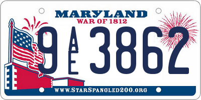 MD license plate 9AE3862