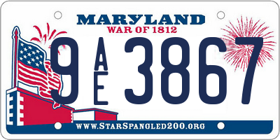 MD license plate 9AE3867