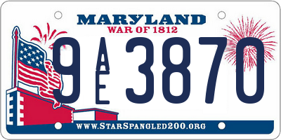 MD license plate 9AE3870