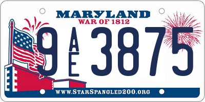 MD license plate 9AE3875