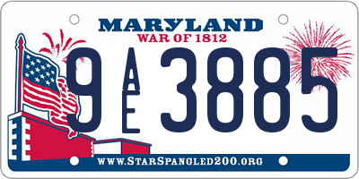 MD license plate 9AE3885