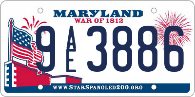 MD license plate 9AE3886