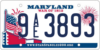 MD license plate 9AE3893