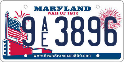 MD license plate 9AE3896