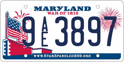 MD license plate 9AE3897