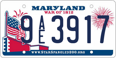 MD license plate 9AE3917