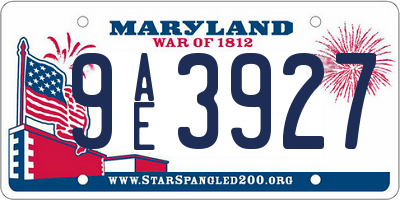 MD license plate 9AE3927