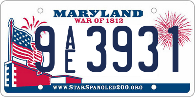 MD license plate 9AE3931