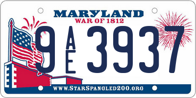 MD license plate 9AE3937