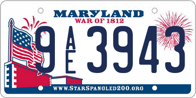 MD license plate 9AE3943
