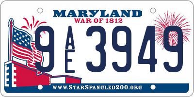 MD license plate 9AE3949