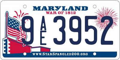 MD license plate 9AE3952