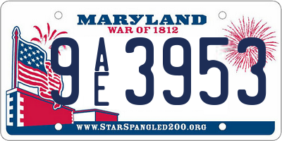MD license plate 9AE3953