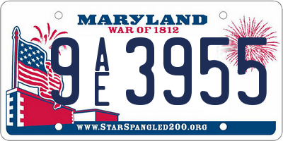 MD license plate 9AE3955