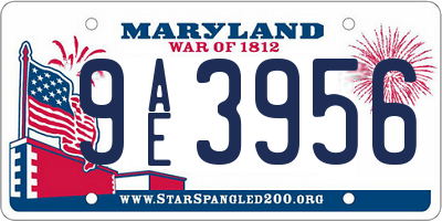 MD license plate 9AE3956