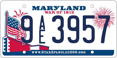 MD license plate 9AE3957
